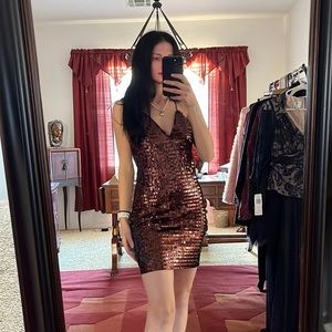 The Sang brown sparkle mini dress